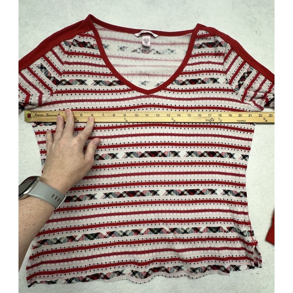 Victorias Secret Womens Medium Fireside Thermal Pajama Set Red Fair Isle - Picture 11 of 12